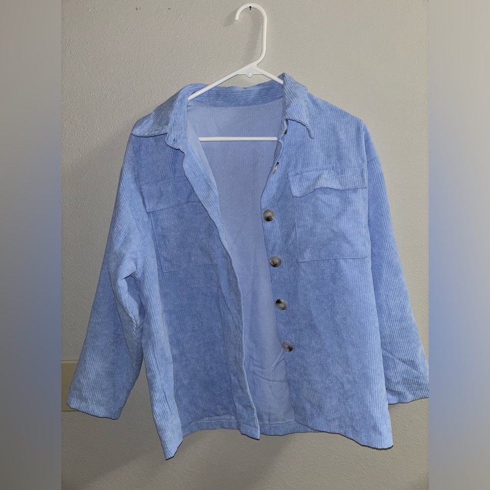 Sky blue button up jacket